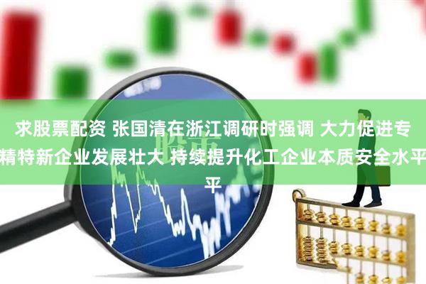 求股票配资 张国清在浙江调研时强调 大力促进专精特新企业发展壮大 持续提升化工企业本质安全水平