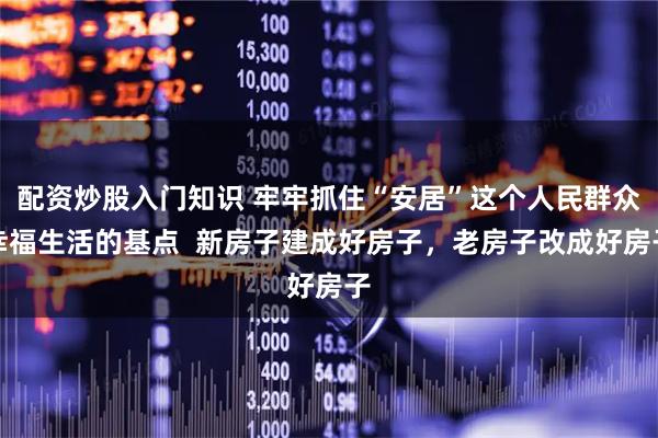 配资炒股入门知识 牢牢抓住“安居”这个人民群众幸福生活的基点  新房子建成好房子，老房子改成好房子