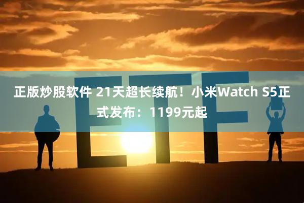 正版炒股软件 21天超长续航！小米Watch S5正式发布：1199元起